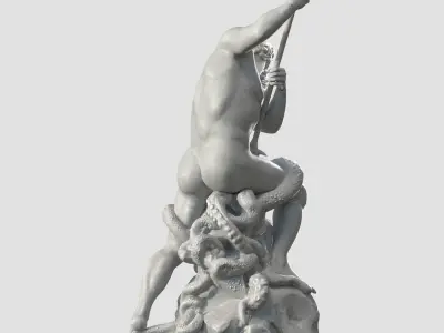 Neptune statue of man holding spear 3D model