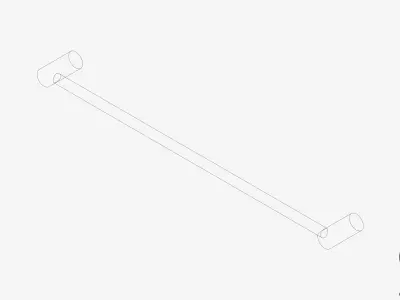 Towel Rail - Single - Luxury - Sleek - 600 - Round Plate Low-poly 3D model