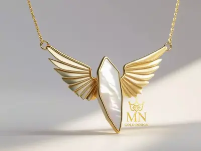Wings of FreedomElegant Gold and Pearl Necklace 3D print model