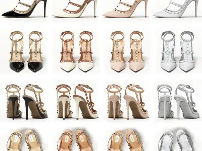 Valentino Patent Rockstud Caged High Heels Low-poly 3D model