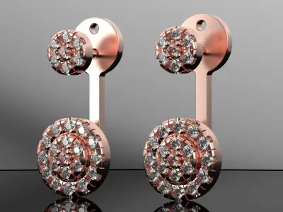 Diamond halo Jacket Earring 3D print model