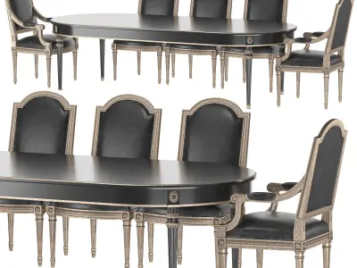 ebanista crillion dining table and chair 3D model