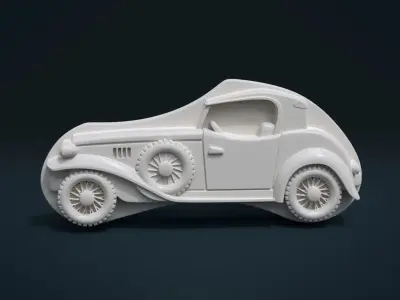 Retro Car Relief 3D print model