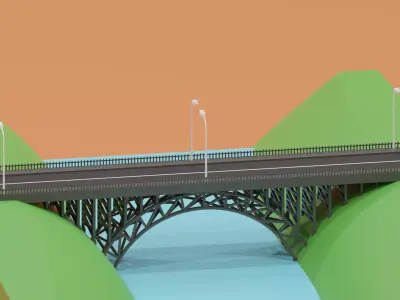 Cartoon Steel Bridge 3D model