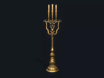 Medieval Candlestick large Low-poly 3D model