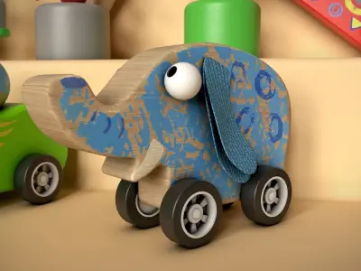 Wooden Toys Package Low-poly 3D model