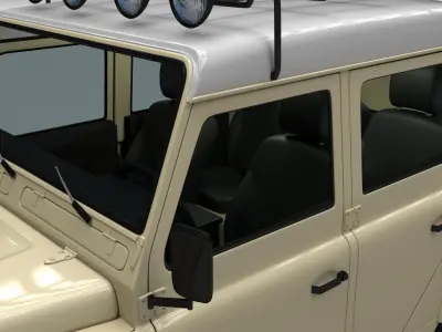 Land Rover Defender 110 Double Cab Pick Up w interior 3D model