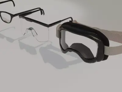 Construction Safety Glasses Normal Glasses Dirt Bike Glasses 3D model