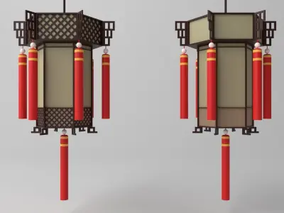 Cartoon Chinese Palace Lantern Low-poly 3D model