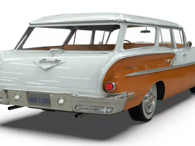 1958 Chevrolet Bel Air Wagon Low-poly 3D model