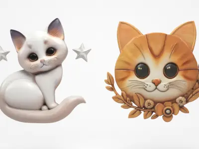 Cats wall decoration Low-poly 3D model