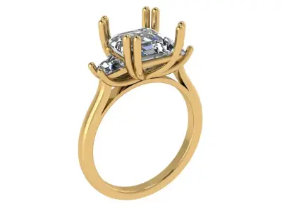 asscher  cut trinity  3D print model