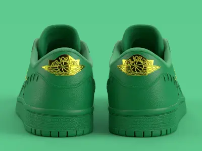 Air Jordan 1 Low Method of Make Green Metallic Gold Low-poly 3D model