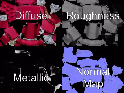 Elegant Velvet Armchair model pack Low-poly 3D model