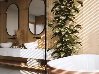 Warm Wood Bathroom Cinema 4D and Corona 3D model