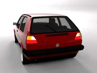 VW VOLKSWAGEN GOLF 2 LOWPOLY Low-poly 3D model