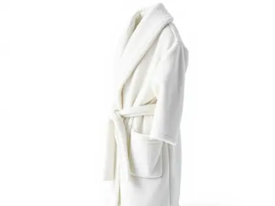 Luxury Bathrobe Fluffy Shawl Collar White Cotton model pack Low-poly 3D model