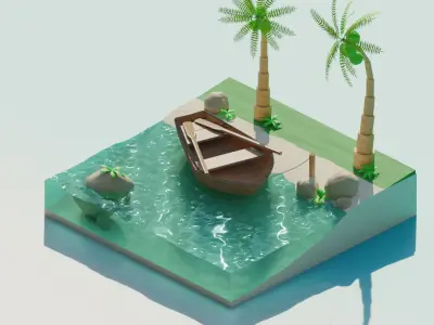 Tropical Scene in Blender 3D model