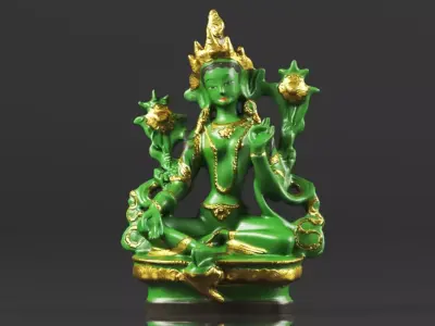 Tibet Tibetan Buddhism Statue Green Tara Buddha Statue Feng Shui 3D print model