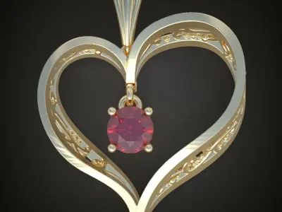 Heart Pendant  3D 0111 printable model 3D print model