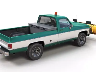 Snow plug 4x4 american pickup truck Low-poly 3D model