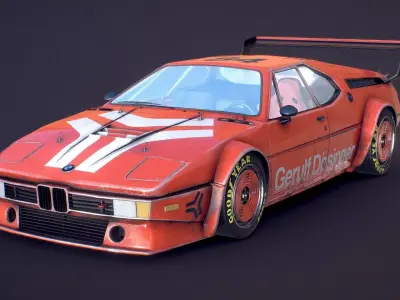 Realistic car racing Low-poly 3D model