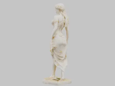 Vintage Marble Porcelain State Figue Sculpture Low-poly 3D model