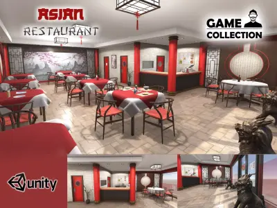 Asian Restaurant Low-poly 3D model