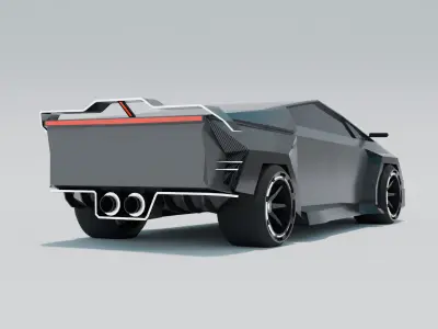 V12 Powered Cybertruck Low-poly 3D model