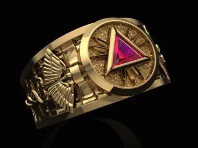 Caduceus medicine ring 3D print model