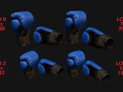 Boxing Gloves Blue Low-poly 3D model