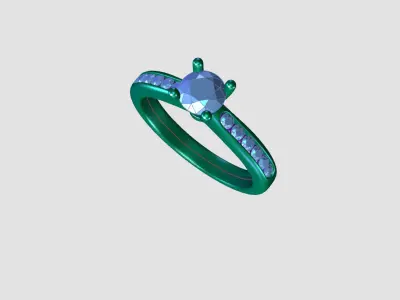 ZDR0107 diamond engagement ring gold 3D print model