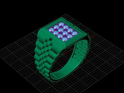 Print Ready STL 3DM  Gents Rings Diamond Men Ring  3D print model 225