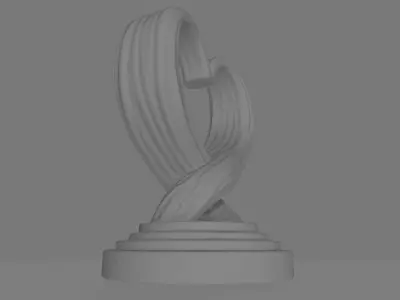 Unfulfilled Love Intertwined Spirals with Heart Shape 3D model