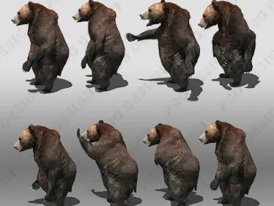 Grizzly Bear Animated Low-poly 3D model