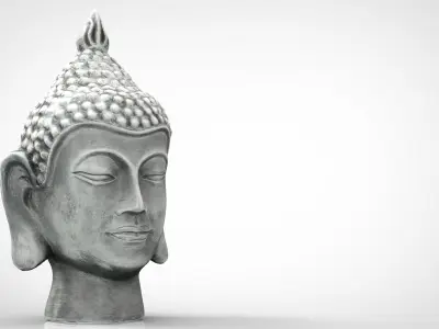 SILVER BUDDHA HEAD  Low-poly 3D model
