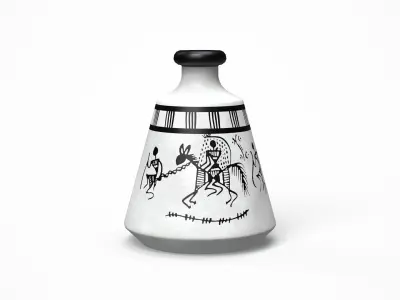 Warli Terracotta Vases white painted Low-poly 3D model