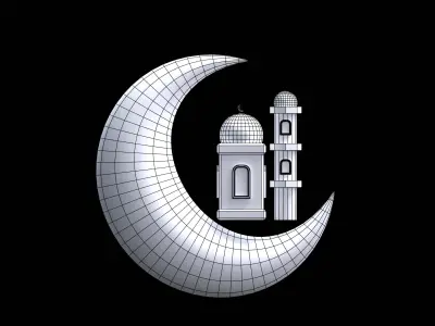 Crescent Moon and mosque doom 3D model