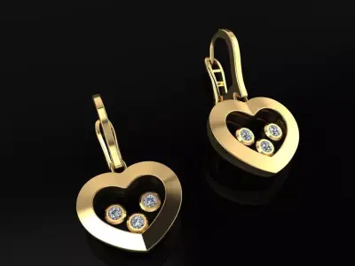 Chopard  Heart Earrings 3D print model