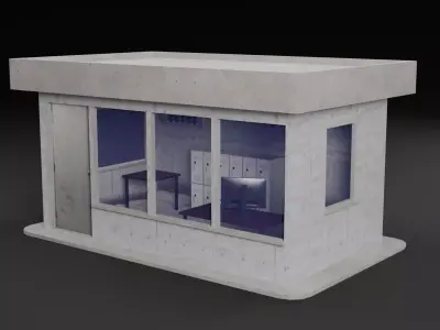 Low Poly Security Cabin Low-poly 3D model