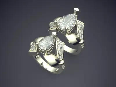 Luxury Complex Ring With Big Diamond CAD 5090 3D print model