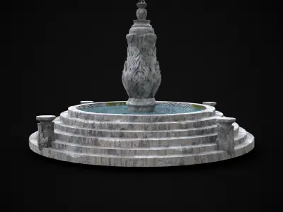 Floral Water Fountain Low-poly 3D model