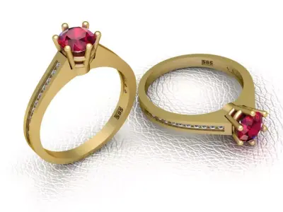 ruby engagement ring 3D printable model  3D print model