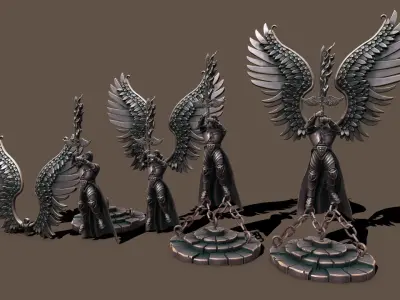 Statue archangel Low-poly 3D model
