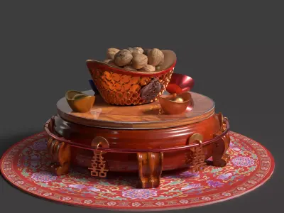 Chinese gold ingot bowel walnuts  3D model
