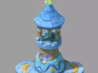 Game Cartoon Building - Experience Tower 03 3D model