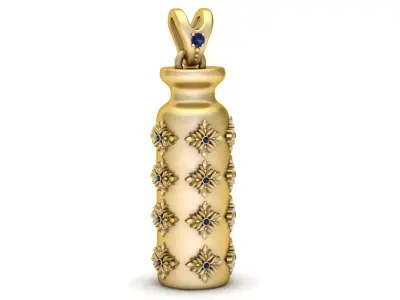 Elegant Floral Bottle Pendant  3D Printable Jewelry 3D print model