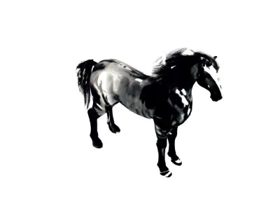 Ink horse ink painting Low-poly 3D model