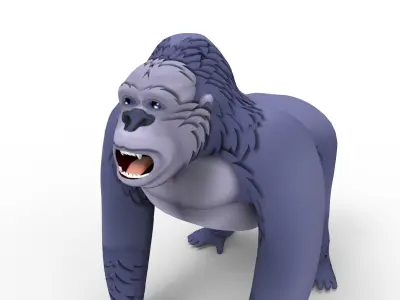 3D Cartoon Gorilla rigged and animated  Low-poly 3D model