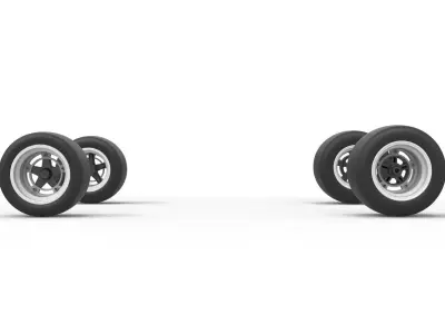 Wheel set of Asphalt Supermodified stock car V2 Scale 1 to 25 3D print model